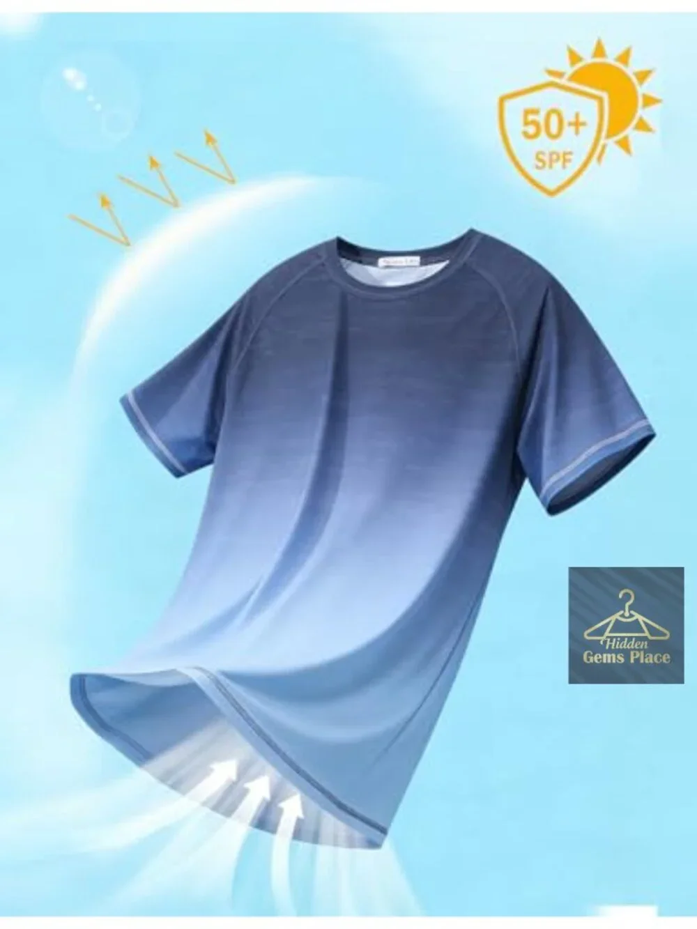 Men's UPF 50+ Rash Guard Swim Shirt Short Sleeve Sun Protection